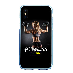 Чехол iPhone XS Max матовый Fitness for life, цвет: 3D-голубой