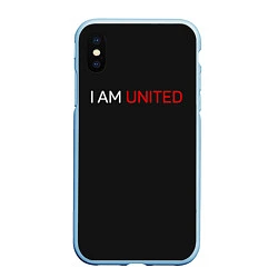 Чехол iPhone XS Max матовый Manchester United team, цвет: 3D-голубой
