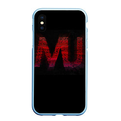 Чехол iPhone XS Max матовый Manchester United team, цвет: 3D-голубой