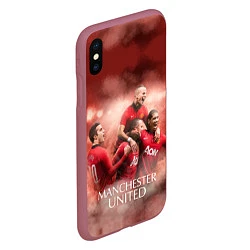 Чехол iPhone XS Max матовый Manchester United, цвет: 3D-малиновый — фото 2