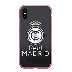 Чехол iPhone XS Max матовый Real Madrid, цвет: 3D-розовый