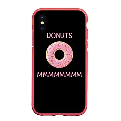 Чехол iPhone XS Max матовый Donuts, цвет: 3D-красный