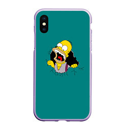 Чехол iPhone XS Max матовый Alien-Homer, цвет: 3D-светло-сиреневый