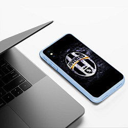 Чехол iPhone XS Max матовый Juventus: shadows, цвет: 3D-голубой — фото 2