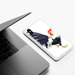 Чехол iPhone XS Max матовый Петух Символ 2017 года 8, цвет: 3D-белый — фото 2