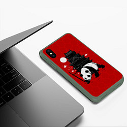 Чехол iPhone XS Max матовый Panda Warrior, цвет: 3D-темно-зеленый — фото 2