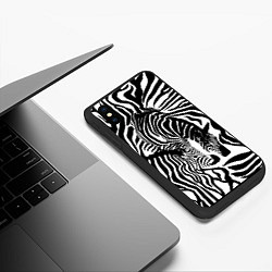 Чехол iPhone XS Max матовый Полосатая зебра, цвет: 3D-черный — фото 2
