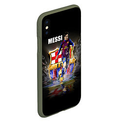 Чехол iPhone XS Max матовый Messi FCB, цвет: 3D-темно-зеленый — фото 2