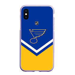 Чехол iPhone XS Max матовый NHL: St. Louis Blues, цвет: 3D-светло-сиреневый