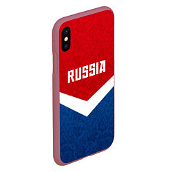 Чехол iPhone XS Max матовый Russia Team, цвет: 3D-малиновый — фото 2