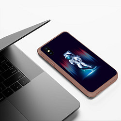 Чехол iPhone XS Max матовый Космический скейтбордист, цвет: 3D-коричневый — фото 2