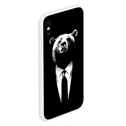Чехол iPhone XS Max матовый Медведь бизнесмен, цвет: 3D-белый — фото 2