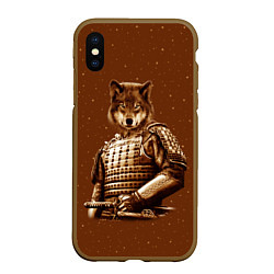 Чехол iPhone XS Max матовый Волк самурай, цвет: 3D-коричневый