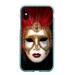 Чехол iPhone XS Max матовый Венецианская маска, цвет: 3D-мятный