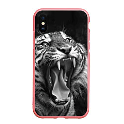 Чехол iPhone XS Max матовый Гнев тигра, цвет: 3D-баблгам