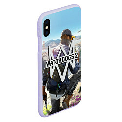 Чехол iPhone XS Max матовый Watch Dogs 2, цвет: 3D-светло-сиреневый — фото 2