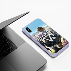 Чехол iPhone XS Max матовый Watch Dogs 2, цвет: 3D-светло-сиреневый — фото 2