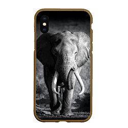Чехол iPhone XS Max матовый Бегущий слон, цвет: 3D-коричневый