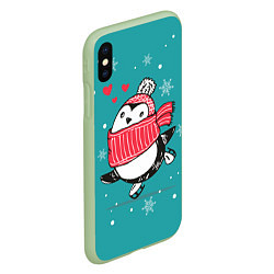 Чехол iPhone XS Max матовый Пингвинчик на коньках, цвет: 3D-салатовый — фото 2