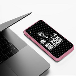 Чехол iPhone XS Max матовый No Pain No Gain, цвет: 3D-малиновый — фото 2