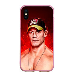 Чехол iPhone XS Max матовый John Cena: Flame, цвет: 3D-розовый