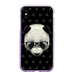 Чехол iPhone XS Max матовый Умная панда, цвет: 3D-сиреневый