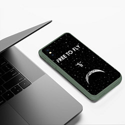 Чехол iPhone XS Max матовый Free to Fly, цвет: 3D-темно-зеленый — фото 2