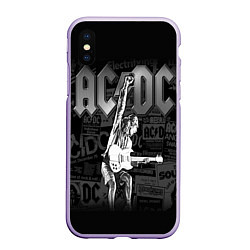 Чехол iPhone XS Max матовый AC/DC: Rock You, цвет: 3D-светло-сиреневый