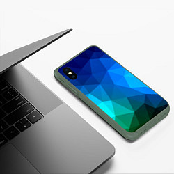 Чехол iPhone XS Max матовый Fight Polygon, цвет: 3D-темно-зеленый — фото 2