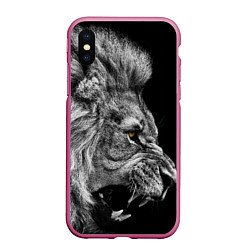 Чехол iPhone XS Max матовый Оскал льва, цвет: 3D-малиновый