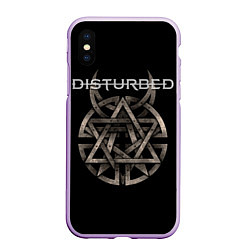 Чехол iPhone XS Max матовый Disturbed Logo, цвет: 3D-сиреневый