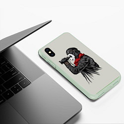 Чехол iPhone XS Max матовый Панда танкист, цвет: 3D-салатовый — фото 2