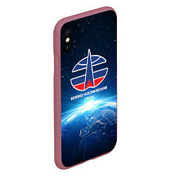 Чехол iPhone XS Max матовый Космические войска 7, цвет: 3D-малиновый — фото 2
