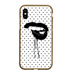 Чехол iPhone XS Max матовый Black Lips, цвет: 3D-коричневый