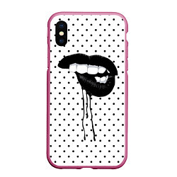 Чехол iPhone XS Max матовый Black Lips, цвет: 3D-малиновый