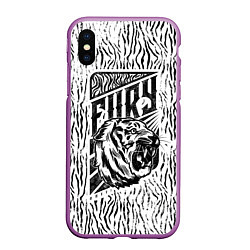 Чехол iPhone XS Max матовый Fury Tiger, цвет: 3D-фиолетовый