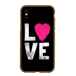 Чехол iPhone XS Max матовый Love Heart, цвет: 3D-коричневый