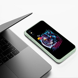 Чехол iPhone XS Max матовый Ретро тигр, цвет: 3D-салатовый — фото 2