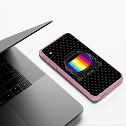 Чехол iPhone XS Max матовый Цветной астронавт, цвет: 3D-розовый — фото 2