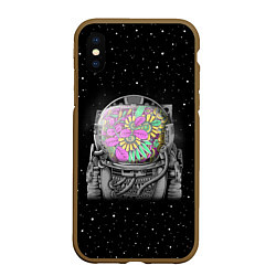Чехол iPhone XS Max матовый Цветочный астонавт