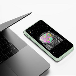 Чехол iPhone XS Max матовый Цветочный астонавт, цвет: 3D-салатовый — фото 2