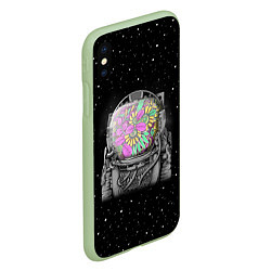 Чехол iPhone XS Max матовый Цветочный астонавт, цвет: 3D-салатовый — фото 2