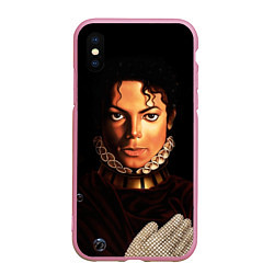 Чехол iPhone XS Max матовый Король Майкл Джексон, цвет: 3D-розовый