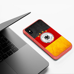 Чехол iPhone XS Max матовый Сборная Германии, цвет: 3D-красный — фото 2