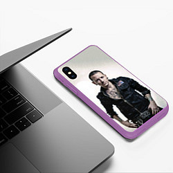 Чехол iPhone XS Max матовый Честер Беннингтон, цвет: 3D-фиолетовый — фото 2