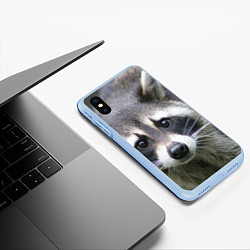 Чехол iPhone XS Max матовый Озадаченный енот, цвет: 3D-голубой — фото 2