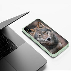 Чехол iPhone XS Max матовый Волк - санитар леса, цвет: 3D-салатовый — фото 2