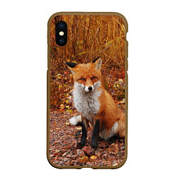 Чехол iPhone XS Max матовый Осенняя лиса, цвет: 3D-коричневый