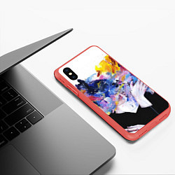 Чехол iPhone XS Max матовый Поцелуй красок, цвет: 3D-красный — фото 2