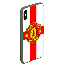 Чехол iPhone XS Max матовый Manchester Utd: England, цвет: 3D-темно-зеленый — фото 2